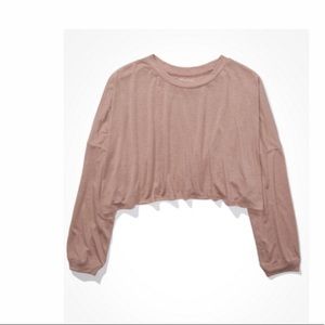AE CROPPED LONG SLEEVE CREW NECK T-SHIRT